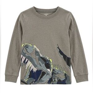 Carter's Olive Green Dinosaur Long Sleeve Tee - 7 / 7A